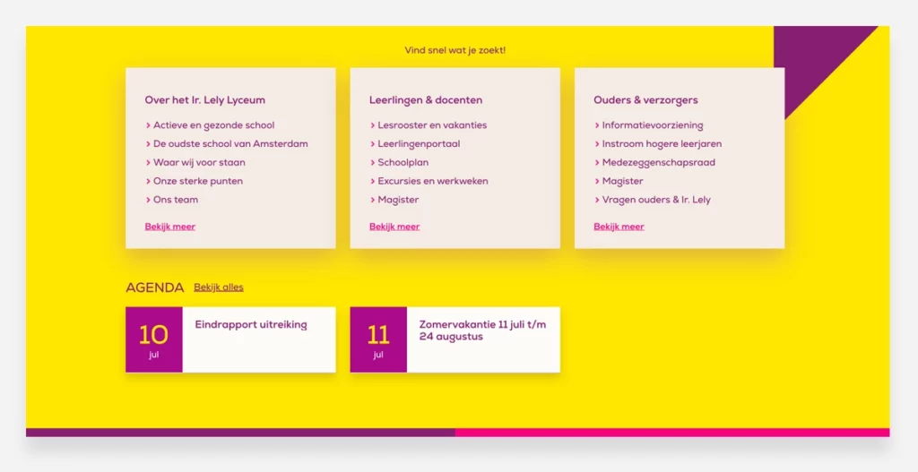 Functionaliteiten Website Ir. lelylyceum Amsterdam