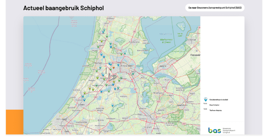Vliegroutes op website Leven Rondom Schiphol