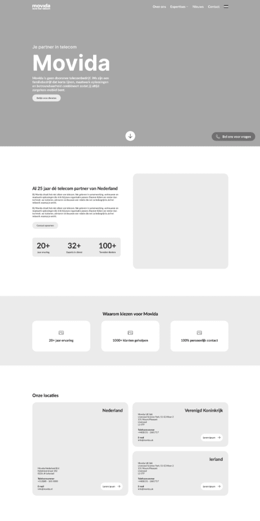 Voorbeeld wireframe voor de website van Movida