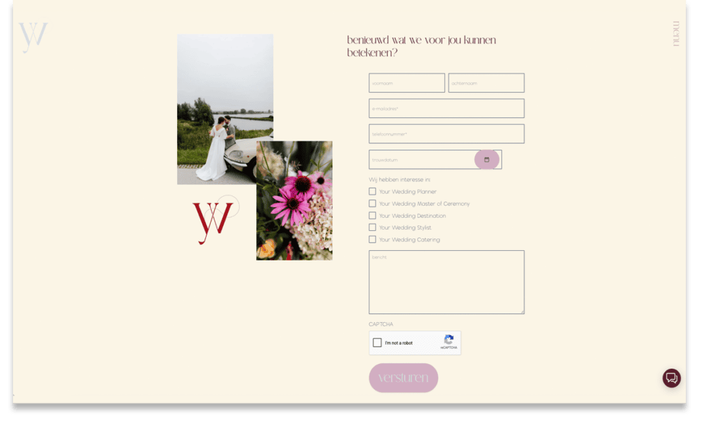 My-wedding.nl, met makkelijk aanvraagformulier! WordPress website gemaakt door Go2People